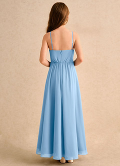 Azazie Twilight Dance Girls Formal Blumenmädchenkleider A-Linie Plissee Chiffon Kleid Puderblau image2