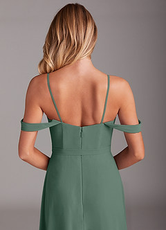 Azazie Aaron Bridesmaid Dresses Sea Moss A-Line Off the Shoulder Chiffon Convertible Dress image9