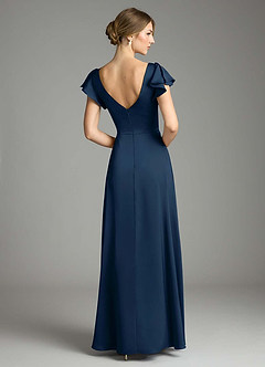 Azazie Omari Bridesmaid Dresses Dark Navy A-Line Stretch Satin Dress image2