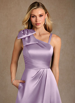 Azazie Easton Kleider für die Brautmutter A-Linie One-Shoulder Stretch-Satin Kleid Frostiges Flieder image5