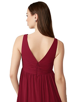 Azazie Yetta Maternity Bridesmaid Dresses A-Line V-Neck Gathered Chiffon Floor-Length Dress image3