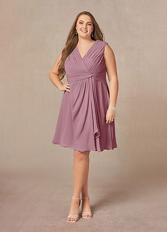 Azazie Theron Mother of the Bride Dresses Vintage Mauve A-Line V-Neck Pleated Chiffon Dress image6