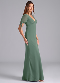 Azazie Pheby Bridesmaid Dresses Eucalyptus A-Line Pleated Chiffon Dress image5