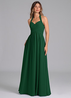 Azazie Darlyn Bridesmaid Dresses Dark Green A-Line Sweetheart Neckline Chiffon Dress image1