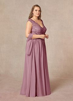 Azazie Amethyst Mother of the Bride Dresses Vintage Mauve A-Line V-Neck Sequins Chiffon Dress image11