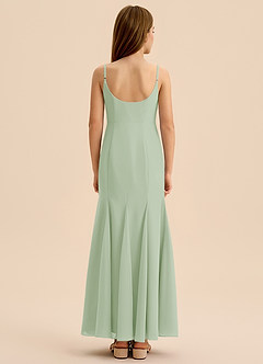 Azazie Evey Junior Vestido de Salvia Polvorienta de Gasa de Corte Sirena con Plisado image2