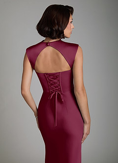 Azazie Lumia Bridesmaid Dresses Mulberry Sheath Corset Stretch Satin Dress image3