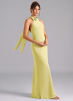 Azazie Velli Bridesmaid Dresses Lemon Sorbet Mermaid Bow Chiffon Dress image3