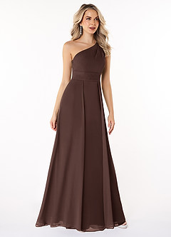 Azazie Dallas Bridesmaid Dresses Ganache A-Line One Shoulder Chiffon Dress image3