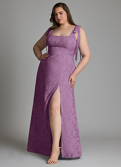 Azazie Debra Bridesmaid Dresses Wisteria A-Line with Pockets Floral Burnout Dress image9