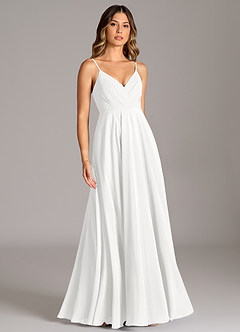 Azazie Amani Bridesmaid Dresses White A-Line Pleated Chiffon Dress image5