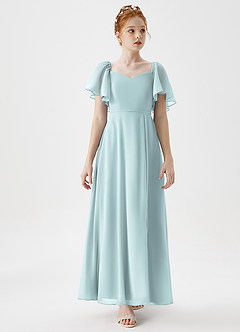 Azazie Chloe Junior Robe Trapèze en Mousseline de soie Encolure en Forme de Cœur Brume image5