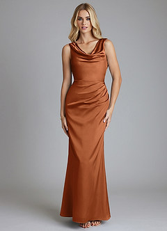 Azazie Tallie Suknie dla druhen Syrena Pofałdowany Satyna elastyczna Do ziemi Sukienka image9