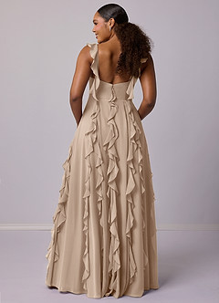 Barbie ♥ Azazie Bridesmaid Dresses Taupe A-Line with Pockets Chiffon Dress image11