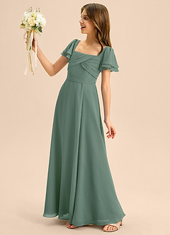 Azazie Azey Junior Abito A-Line in Chiffon Increspato Eucalipto image7