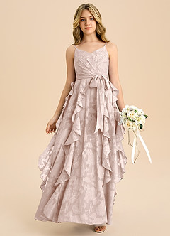 Azazie Peyton Junior Klä av A-Line i Blommig Utbrändhet Plisserad image1