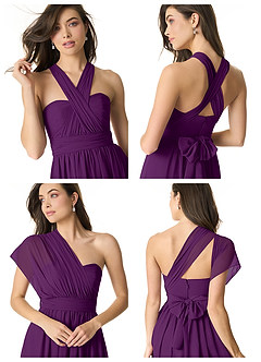 Azazie Olani Robes de demoiselle d'honneur Robe Trapèze Convertible en Mousseline de soie Épaule décolletée Grain De Raisin image8