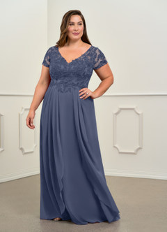 Azazie Dunja Mother of the Bride Dresses Stormy A-Line V-Neck Lace Chiffon Dress image9