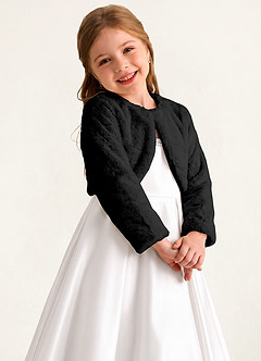 front Flower Girl Faux Fur Jacket