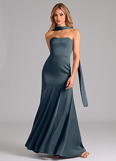 Azazie Shiloh Bridesmaid Dresses Twilight Mermaid Strapless Stretch Satin Convertible Dress image4