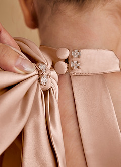 Azazie Bev Champagne Rose A-Line Convertible Tulle Dress | Azazie