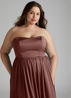 Azazie Morana Bridesmaid Dresses Espresso A-Line Off the Shoulder Stretch Satin Convertible Dress image19