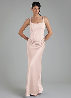 Azazie Etta Brautjungfernkleider Meerjungfrau-Linie Korsett Stretch-Satin Kleid Zartrosa image1