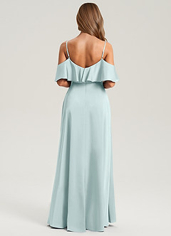 Azazie Jean Bridesmaid Dresses Mist A-Line Off the Shoulder Stretch Satin Dress image2