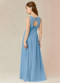 Azazie Bibiane Junior Steel Blue A-Line Pleated Chiffon Dress image5