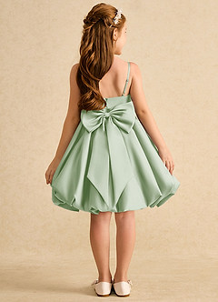 Azazie Davine vestidos de niña de las flores Vestido de Salvia Polvorienta de Satin Mate de Corte En A con Tirante Espagueti image8