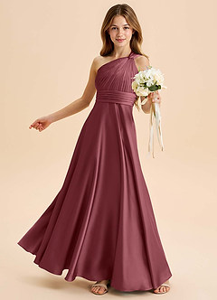 Azazie Charlize Junior Jurk van Stretch Satijn met A-Lijn Geplooid Woestijnroos image4