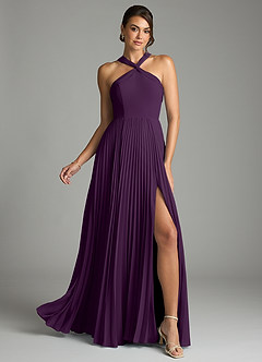 Azazie Afra Abiti da Damigella Abito A-Line in Chiffon Plissettato Uva image1