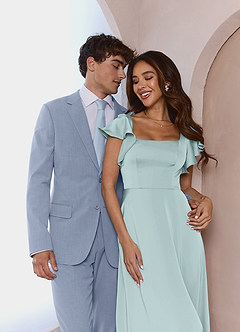 front Savile Light Blue Wool Blend Dress Pants