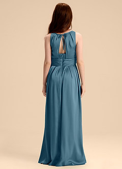 Azazie Bibiane Junior Jurk van Stretch Satijn met A-Lijn Geplooid Bermuda image2