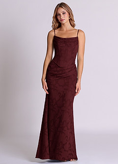 Azazie Sorrel Vestidos de madrinha de casamento Vestido Cabernet de Esgotamento Floral de sereia com Espartilho image6