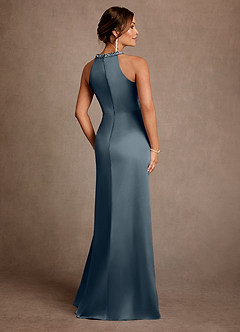 Azazie Lawrence Mother of the Bride Dresses Twilight A-Line Pleated Stretch Satin Dress image3