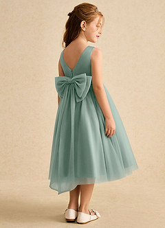 Azazie Winnie Robe Demoiselle D'honneur Fillette Robe Robe de bal en Tulle Nœud Sauge D'argent image3