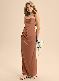 Azazie Mai Junior Bronzer A-Line Sweetheart Neckline Stretch Satin Dress image1