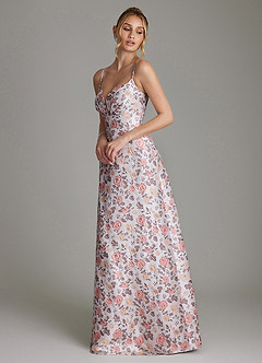 Azazie Erya Robes de demoiselle d'honneur Robe Trapèze en Brocart Rose Dorée image3