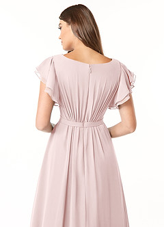 Azazie Daphne Modest Bridesmaid Dresses A-Line Ruffled Chiffon Floor-Length Dress image5