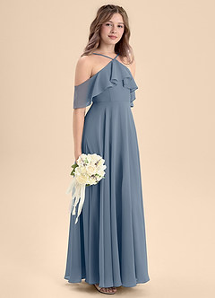 Azazie Tessabelle Junior Vestido de Crepúsculo de Gasa de Corte En A con Vestidos sin tirantes image5