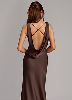 Azazie Cheryl Bridesmaid Dresses Ganache Mermaid Stretch Satin Dress image2