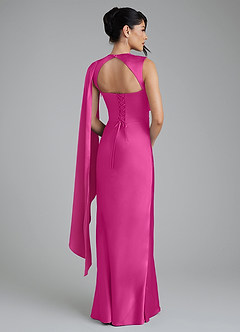 Azazie Taj Brudtärnklänningar Klänning av Sjöjungfru i Stretch Satin Korsett Fuchsia image7