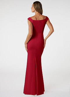 Azazie Nicolina Bridesmaid Dresses Scarlet Mermaid Square Neckline Stretch Crepe Dress image2