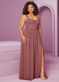 Barbie ♥ Azazie Bridesmaid Dresses Desert Rose A-Line Pleated Chiffon Dress image12