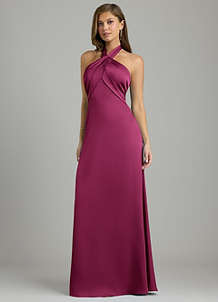 Azazie Nicole Brautjungfernkleider A-Linie Stretch-Satin Kleid Rote Pflaume image3