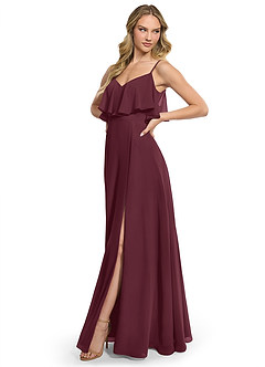 Azazie Jean Bridesmaid Dresses Cabernet A-Line Chiffon Convertible Dress image3