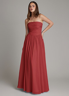 Azazie Andreina Bridesmaid Dresses Rust A-Line Pleated Chiffon Dress image1