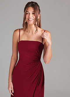 Azazie Aliani Bridesmaid Dresses Burgundy Sheath Strapless Chiffon Convertible Dress image2