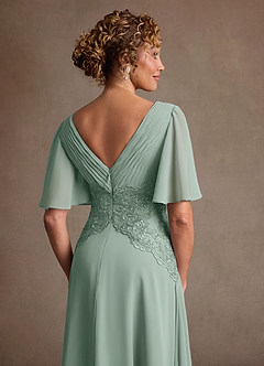 Azazie Milliat Mother of the Bride Dresses Agave A-Line Lace Chiffon Dress image6